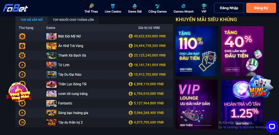 Các chương trình khuyến mãi độc quyền trên ứng dụng TC88 Win